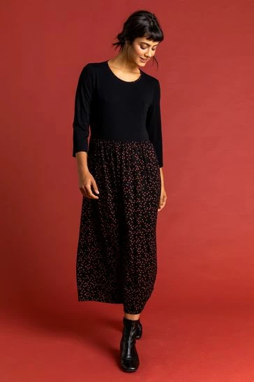 Roman Orange Star Print Contrast Midi Dress 7 Roman Orange Star Print Contrast Midi Dress - Image 5