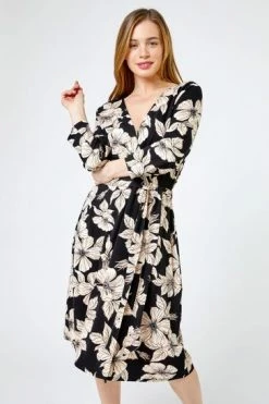 Roman Black Petite Floral Print Belted Wrap Dress 11 Roman Black Petite Floral Print Belted Wrap Dress -Roman Sales Shop unnamed file 3871