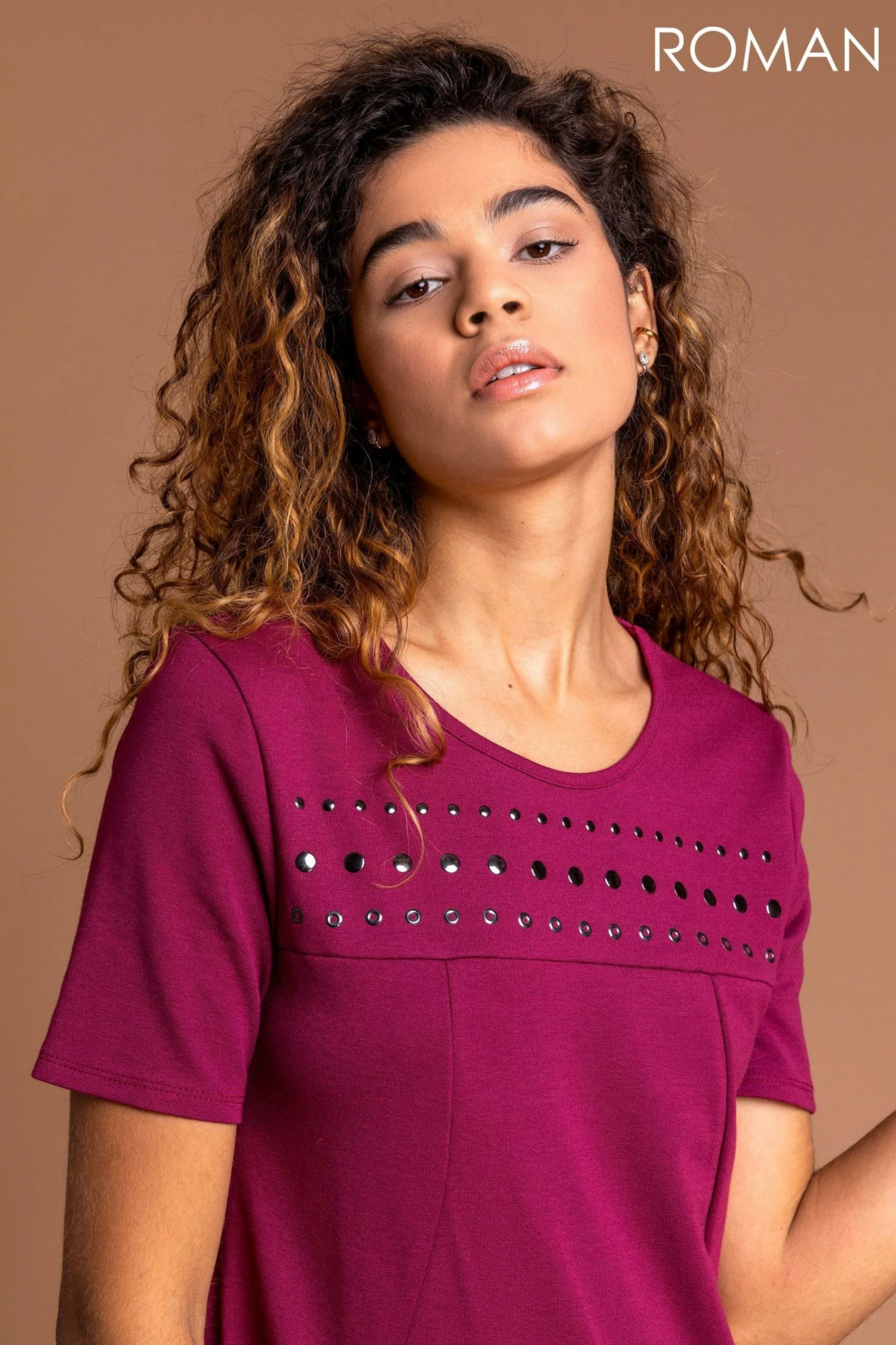 Roman Red Eyelet Embellished Pocket Slouch Dress 6 Roman Red Eyelet Embellished Pocket Slouch Dress - Image 4