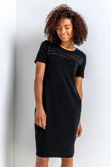 Roman Red Eyelet Embellished Pocket Slouch Dress 9 Roman Red Eyelet Embellished Pocket Slouch Dress - Image 7