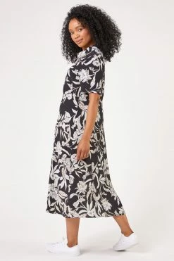Roman Black Petite Floral Print Relaxed Shirt Dress 9 Roman Black Petite Floral Print Relaxed Shirt Dress -Roman Sales Shop unnamed file 3881