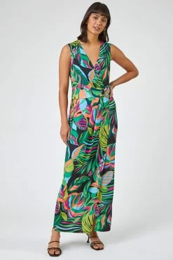 Roman Green Multi Tropical Print Belted Wrap Dress 9 Roman Green Multi Tropical Print Belted Wrap Dress -Roman Sales Shop unnamed file 3886
