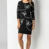 Roman Black Butterfly Embellished Knitted Dress