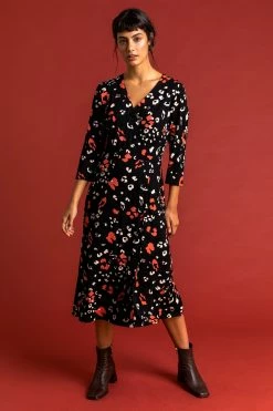 Roman Orange Button Detail Animal Print Tea Dress 10 Roman Orange Button Detail Animal Print Tea Dress -Roman Sales Shop unnamed file 3897