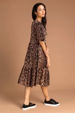 Roman Brown Animal Print Tiered Dress 8 Roman Brown Animal Print Tiered Dress -Roman Sales Shop unnamed file 3900
