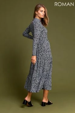 Roman Black Animal Ditsy Print Tiered Dress 9 Roman Black Animal Ditsy Print Tiered Dress -Roman Sales Shop unnamed file 3906