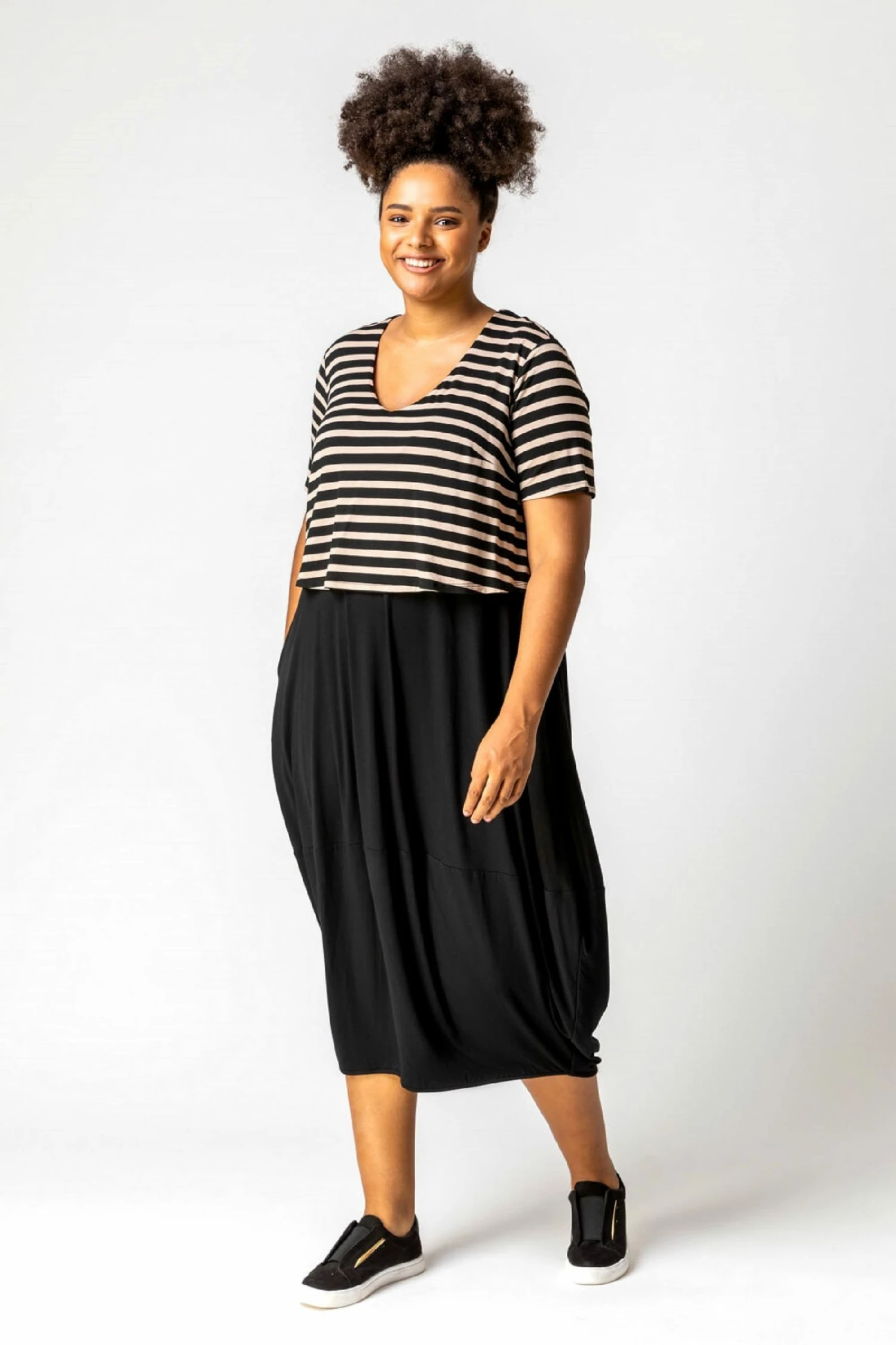 Roman Black Curve Stripe Contrast Print Jersey Dress 3 Roman Black Curve Stripe Contrast Print Jersey Dress