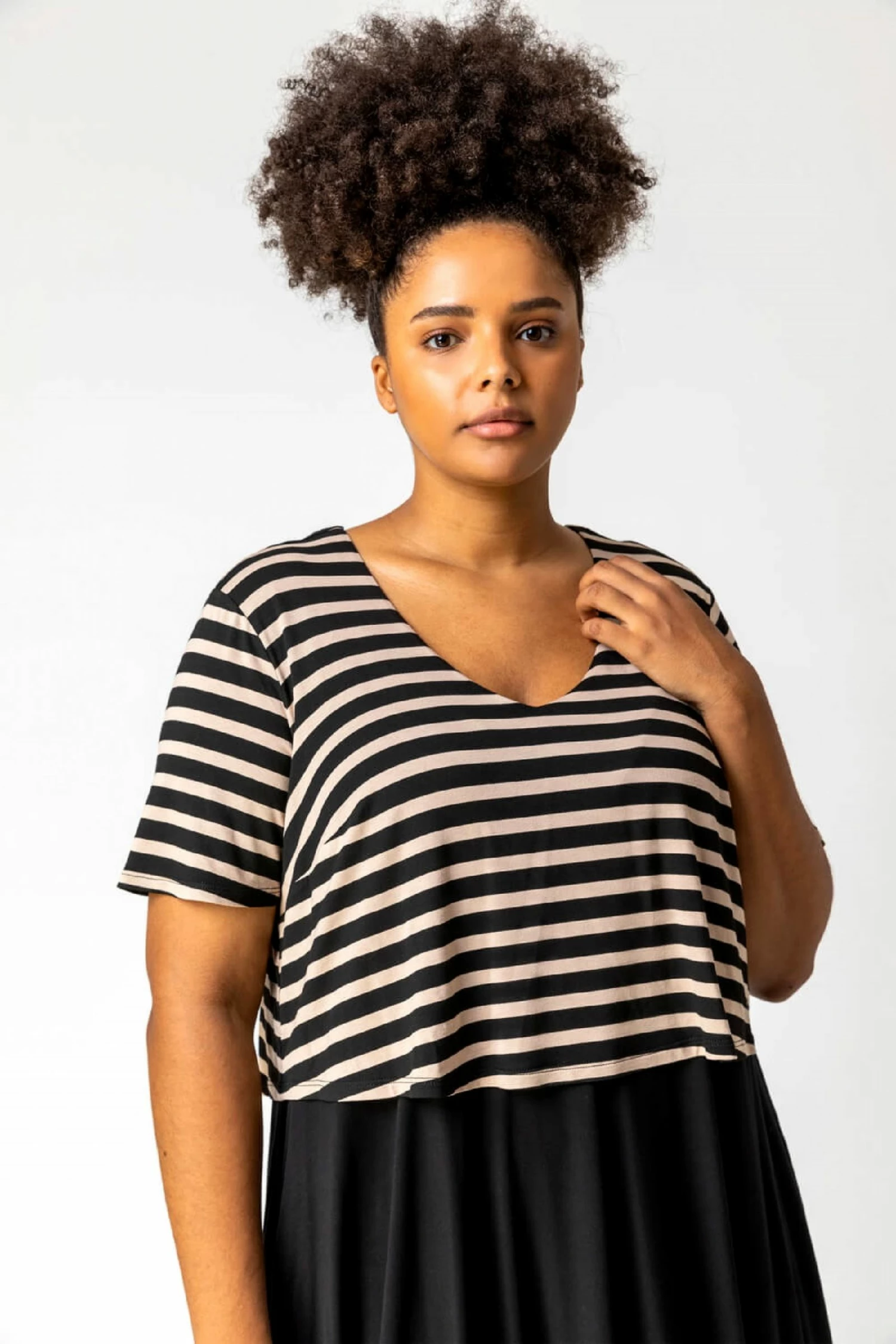 Roman Black Curve Stripe Contrast Print Jersey Dress 6 Roman Black Curve Stripe Contrast Print Jersey Dress - Image 4