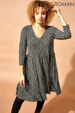 Roman Black Floral Print Smock Dress 9 Roman Black Floral Print Smock Dress -Roman Sales Shop unnamed file 3916