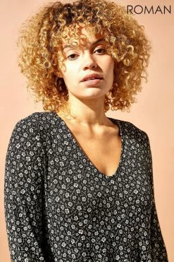 Roman Black Floral Print Smock Dress 10 Roman Black Floral Print Smock Dress -Roman Sales Shop unnamed file 3917