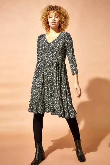 Roman Black Floral Print Smock Dress 7 Roman Black Floral Print Smock Dress - Image 5