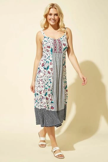 Roman White Geo Floral Print Strappy Sun Dress 7 Roman White Geo Floral Print Strappy Sun Dress - Image 5