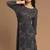Roman Brown Contrast Animal Fit & Flare Dress -Roman Sales Shop unnamed file 3930