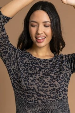 Roman Brown Contrast Animal Fit & Flare Dress 10 Roman Brown Contrast Animal Fit & Flare Dress -Roman Sales Shop unnamed file 3933