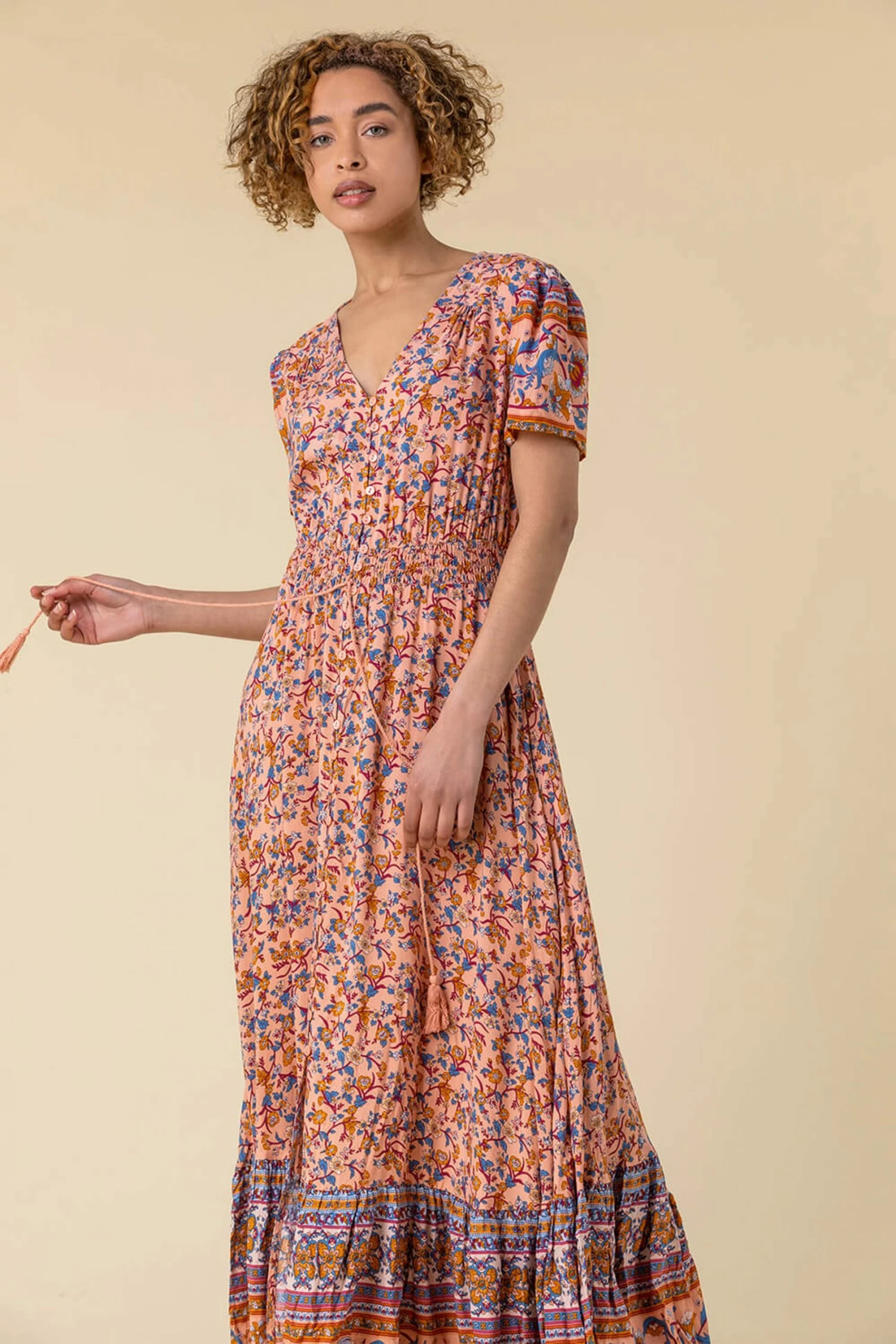 Roman Pink Button Through Floral Maxi Dress 5 Roman Pink Button Through Floral Maxi Dress - Image 3