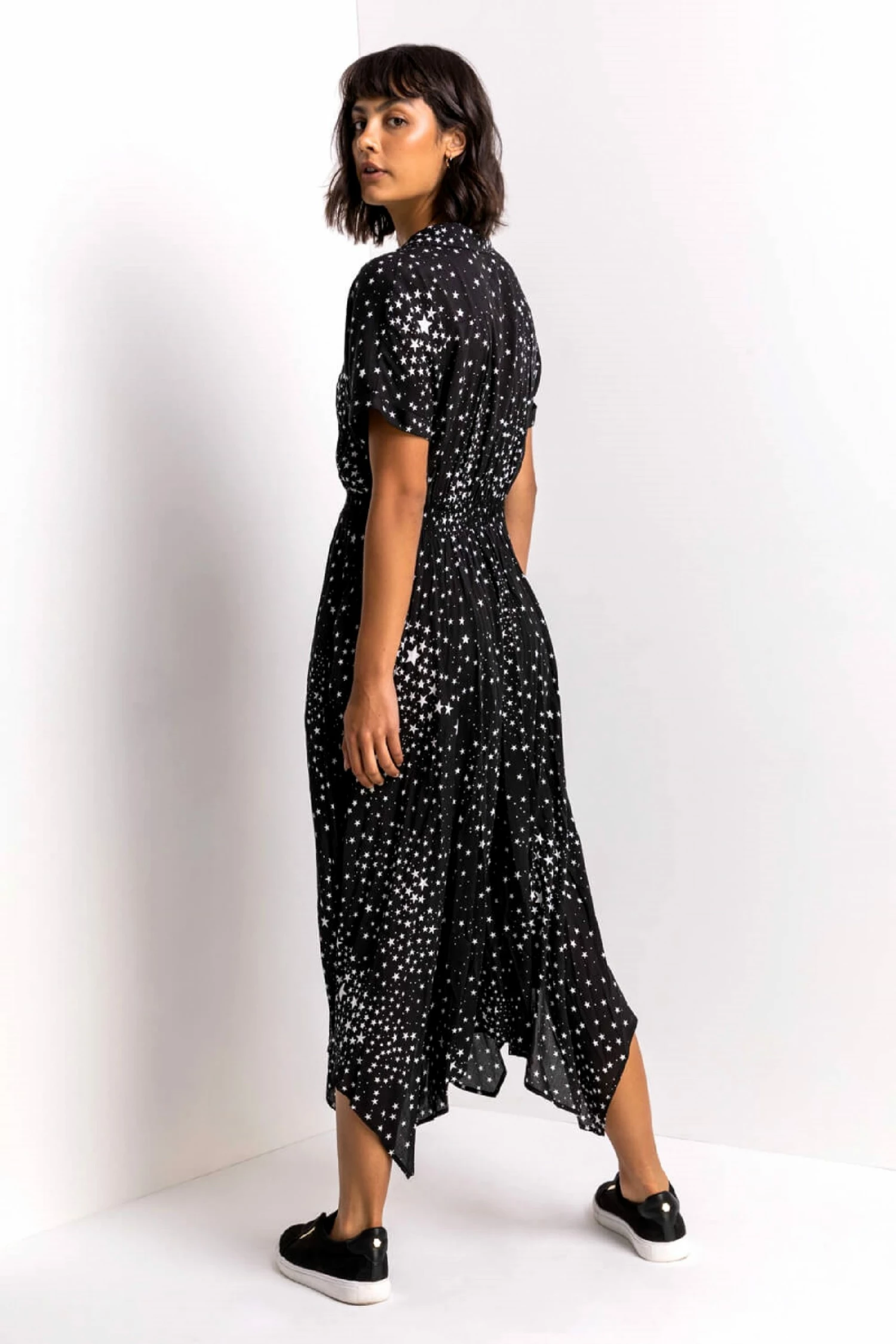 Roman Black Star Print Hanky Shirt Dress 4 Roman Black Star Print Hanky Shirt Dress - Image 2