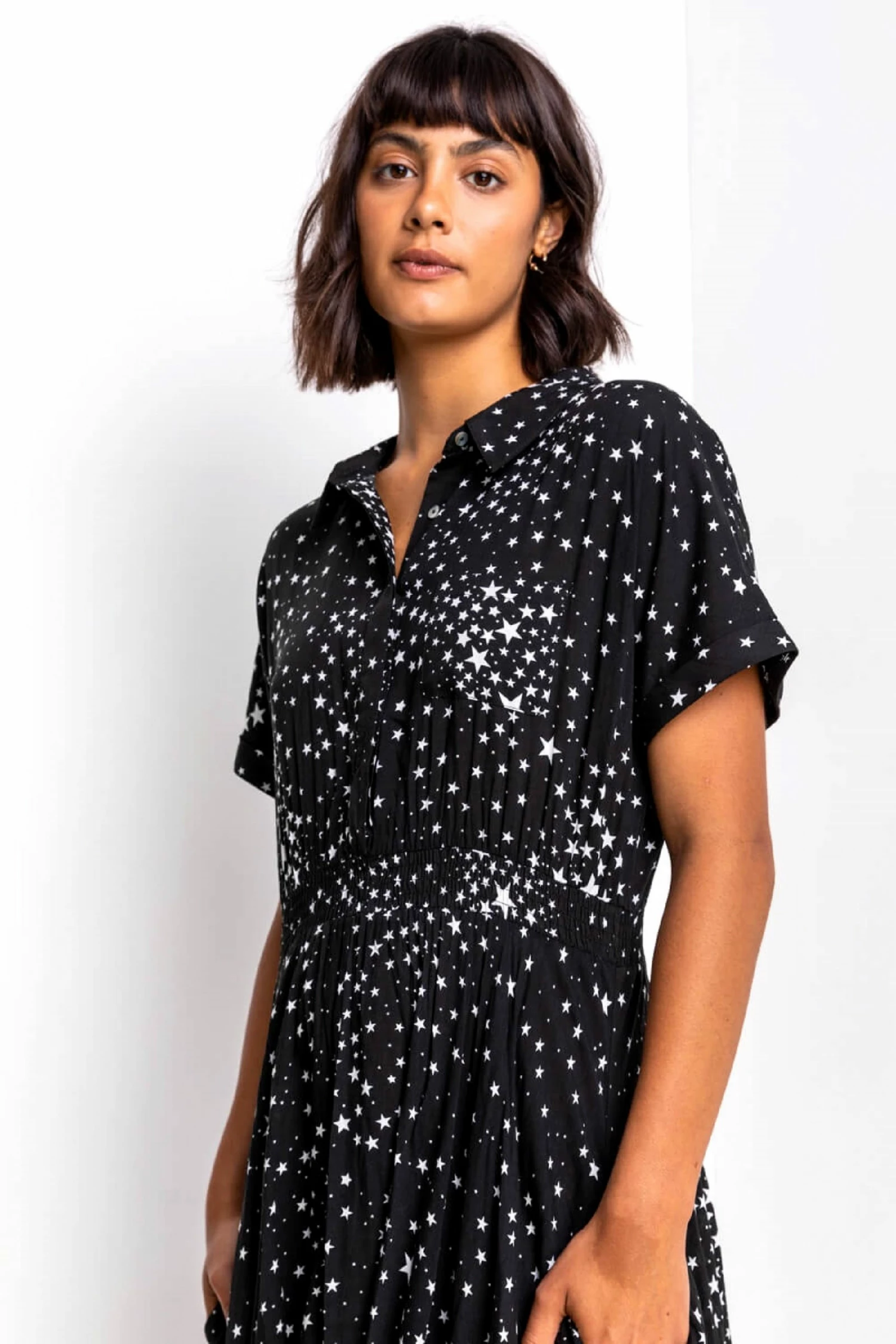 Roman Black Star Print Hanky Shirt Dress 6 Roman Black Star Print Hanky Shirt Dress - Image 4
