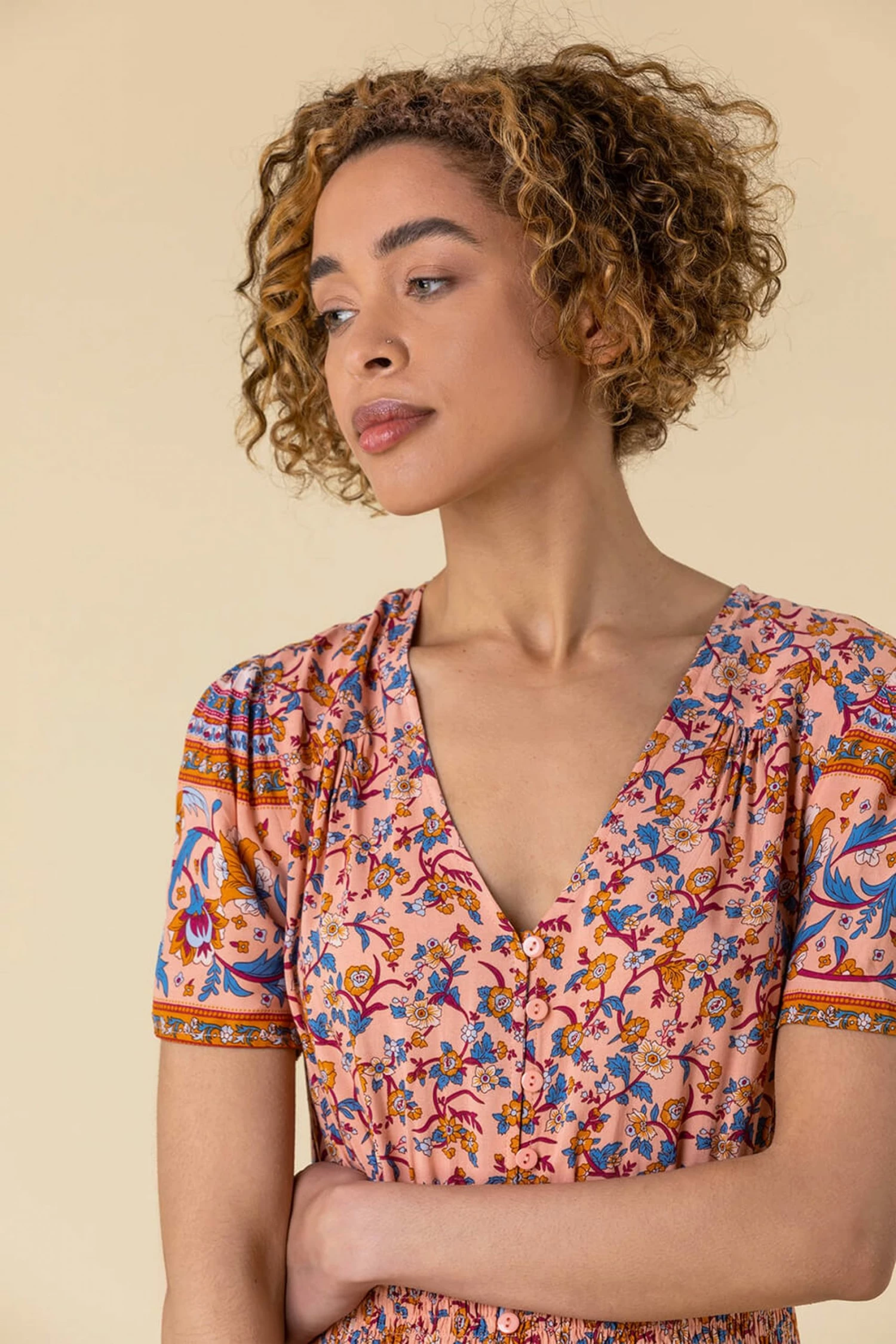 Roman Pink Button Through Floral Maxi Dress 6 Roman Pink Button Through Floral Maxi Dress - Image 4