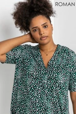 Roman Green Curve Abstract Spot Print Pocket Dress 10 Roman Green Curve Abstract Spot Print Pocket Dress -Roman Sales Shop unnamed file 3953