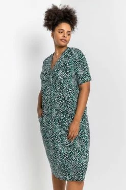 Roman Green Curve Abstract Spot Print Pocket Dress 11 Roman Green Curve Abstract Spot Print Pocket Dress -Roman Sales Shop unnamed file 3954