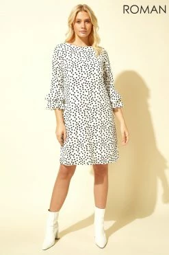Roman White Spot Print Shift Dress 9 Roman White Spot Print Shift Dress -Roman Sales Shop unnamed file 3957