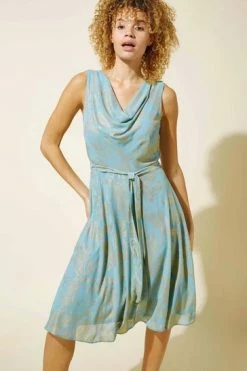 Roman Purple Cowl Neck Fit & Flare Dress -Roman Sales Shop unnamed file 3965