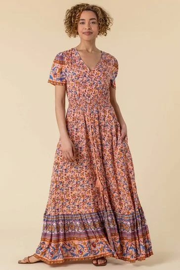 Roman Pink Button Through Floral Maxi Dress 8 Roman Pink Button Through Floral Maxi Dress - Image 6