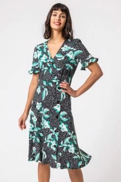 Roman Black Floral Side Button Tea Dress 11 Roman Black Floral Side Button Tea Dress -Roman Sales Shop unnamed file 3970