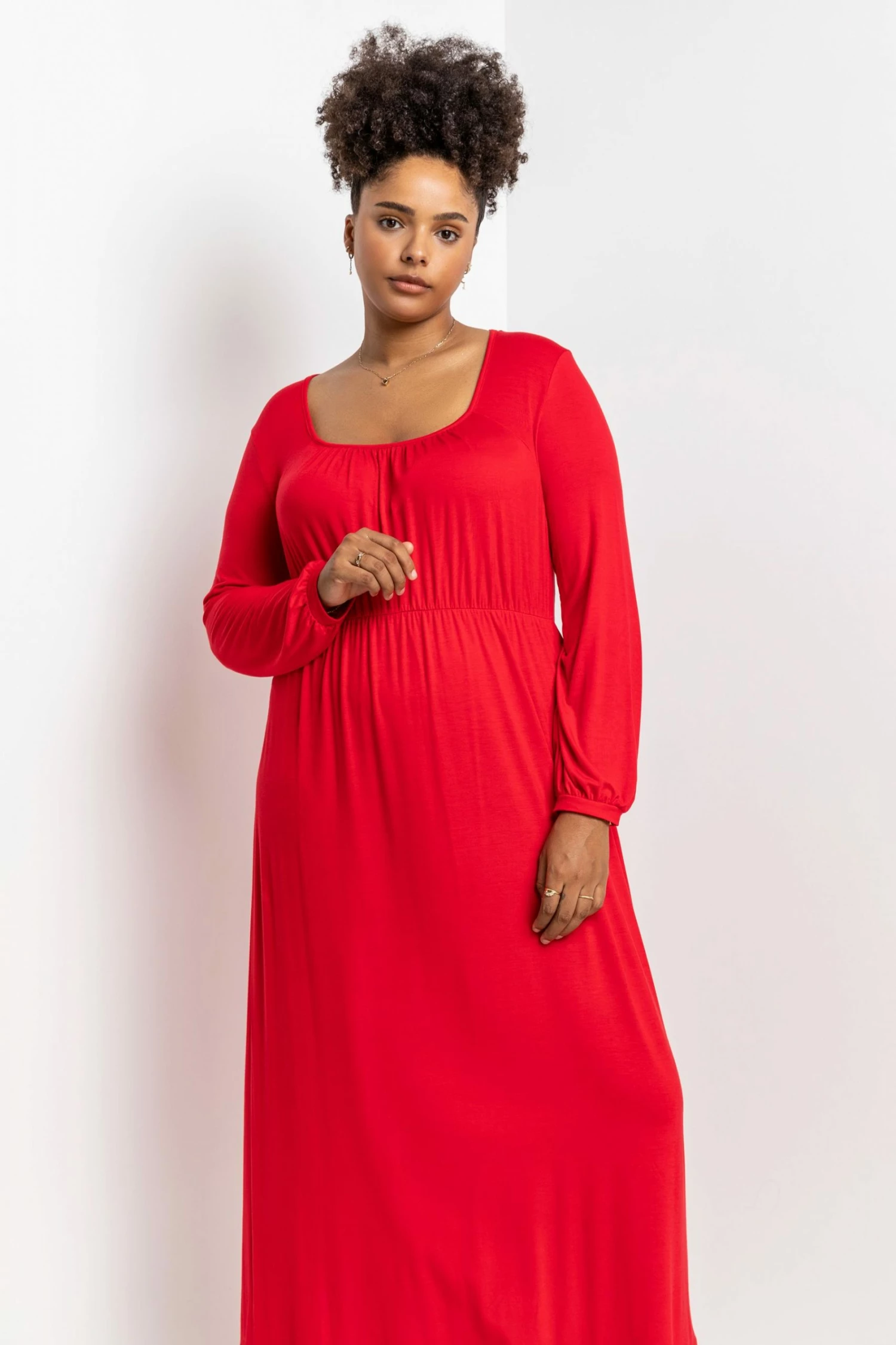 Roman Red Curve Long Sleeve Jersey Midi Dress 5 Roman Red Curve Long Sleeve Jersey Midi Dress - Image 3