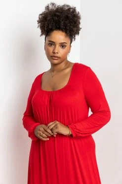 Roman Red Curve Long Sleeve Jersey Midi Dress 12 Roman Red Curve Long Sleeve Jersey Midi Dress -Roman Sales Shop unnamed file 3974