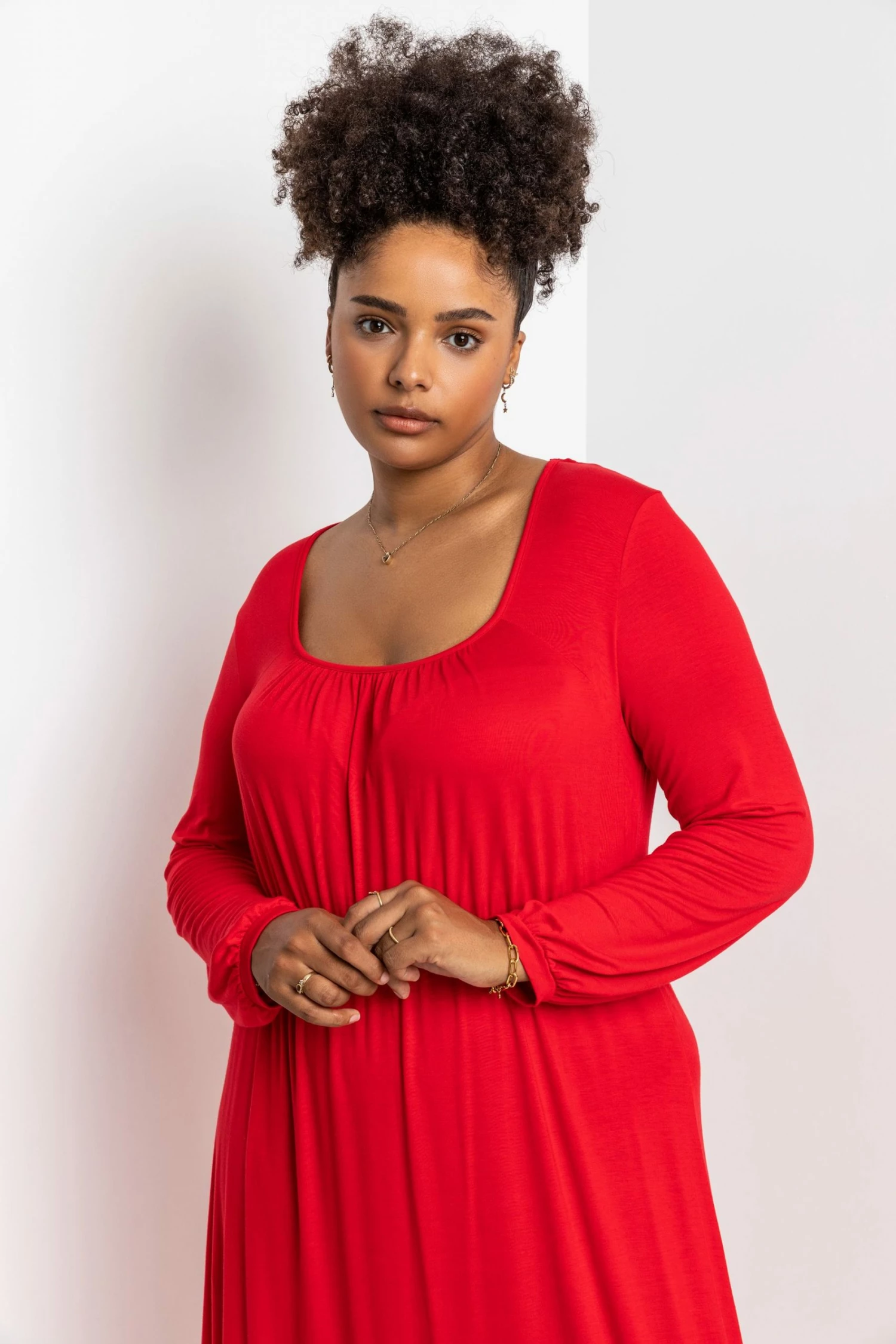Roman Red Curve Long Sleeve Jersey Midi Dress 6 Roman Red Curve Long Sleeve Jersey Midi Dress - Image 4