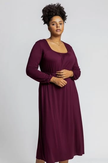 Roman Red Curve Long Sleeve Jersey Midi Dress 9 Roman Red Curve Long Sleeve Jersey Midi Dress - Image 7