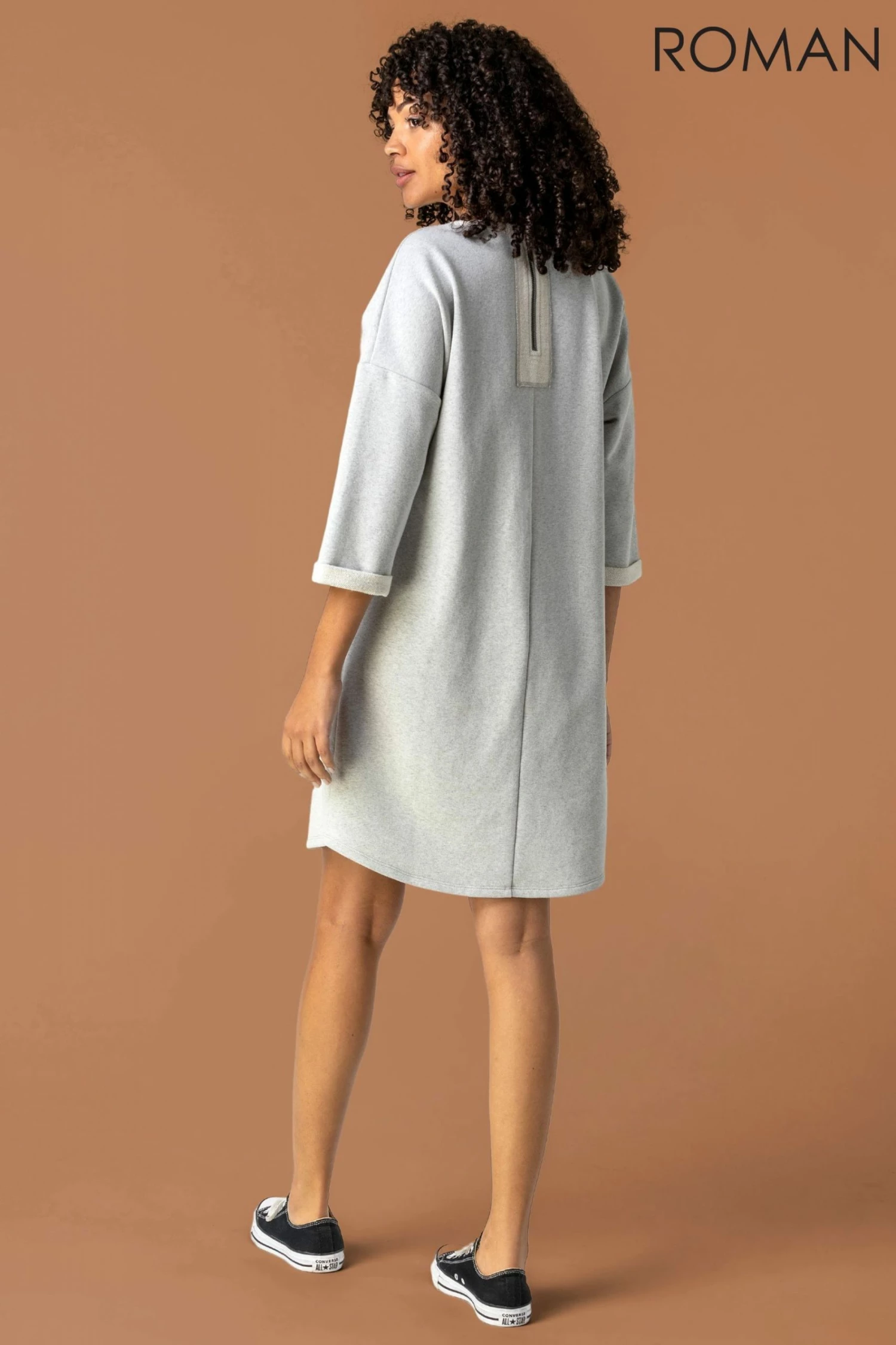 Roman Grey Zip Pocket Detail Jumper Dress 4 Roman Grey Zip Pocket Detail Jumper Dress - Image 2