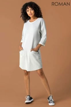 Roman Grey Zip Pocket Detail Jumper Dress 9 Roman Grey Zip Pocket Detail Jumper Dress -Roman Sales Shop unnamed file 3980