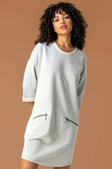 Roman Grey Zip Pocket Detail Jumper Dress 7 Roman Grey Zip Pocket Detail Jumper Dress - Image 5