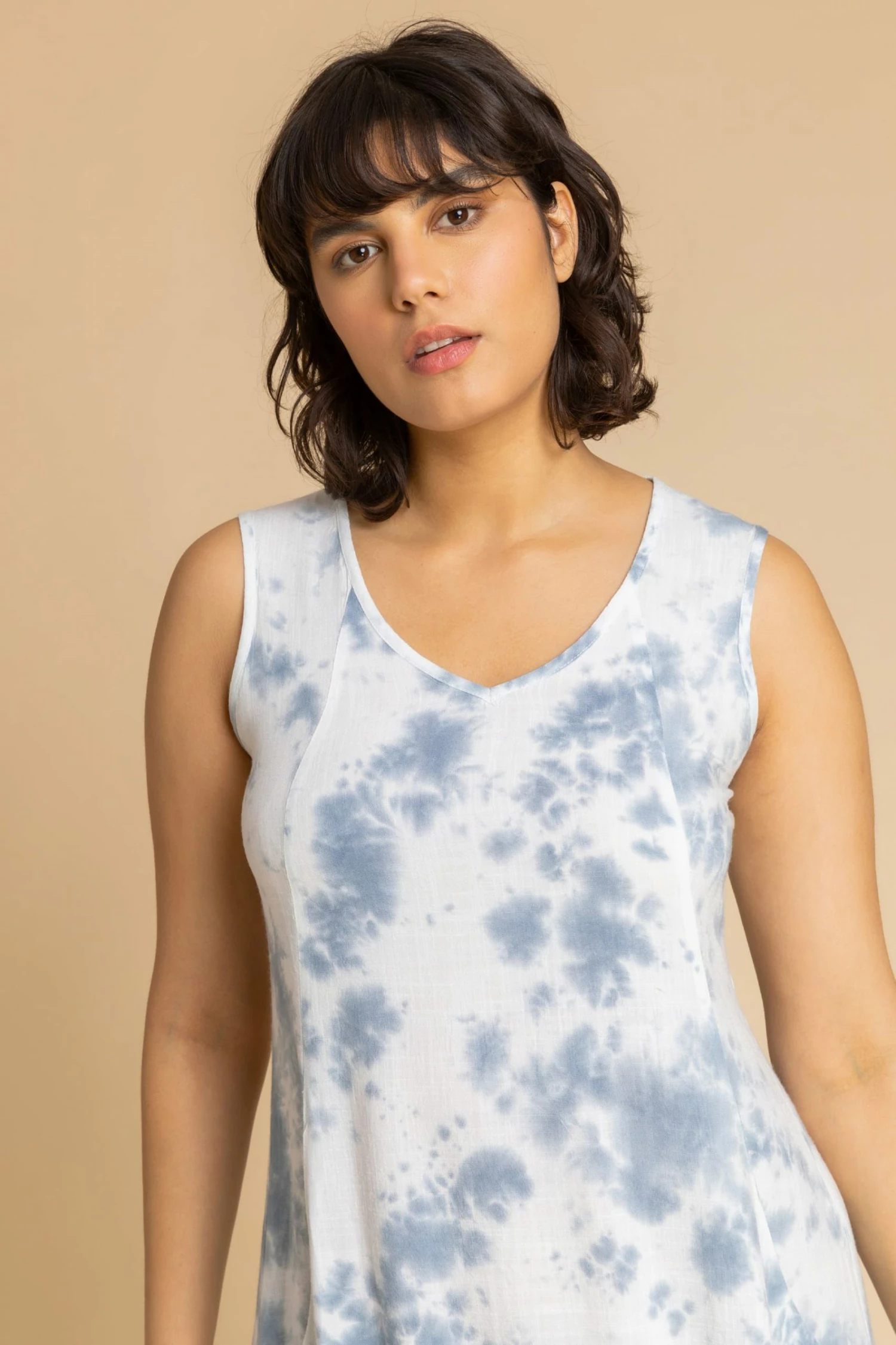 Roman Blue Tie Dye Print Pocket Swing Dress 6 Roman Blue Tie Dye Print Pocket Swing Dress - Image 4