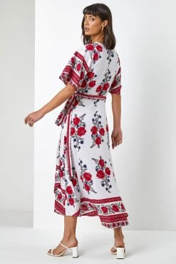 Roman White & Red Floral Border Print Wrap Dress 8 Roman White & Red Floral Border Print Wrap Dress -Roman Sales Shop unnamed file 3989