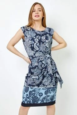Roman Blue Petite Paisley Print Tie Waist Dress 11 Roman Blue Petite Paisley Print Tie Waist Dress -Roman Sales Shop unnamed file 3997