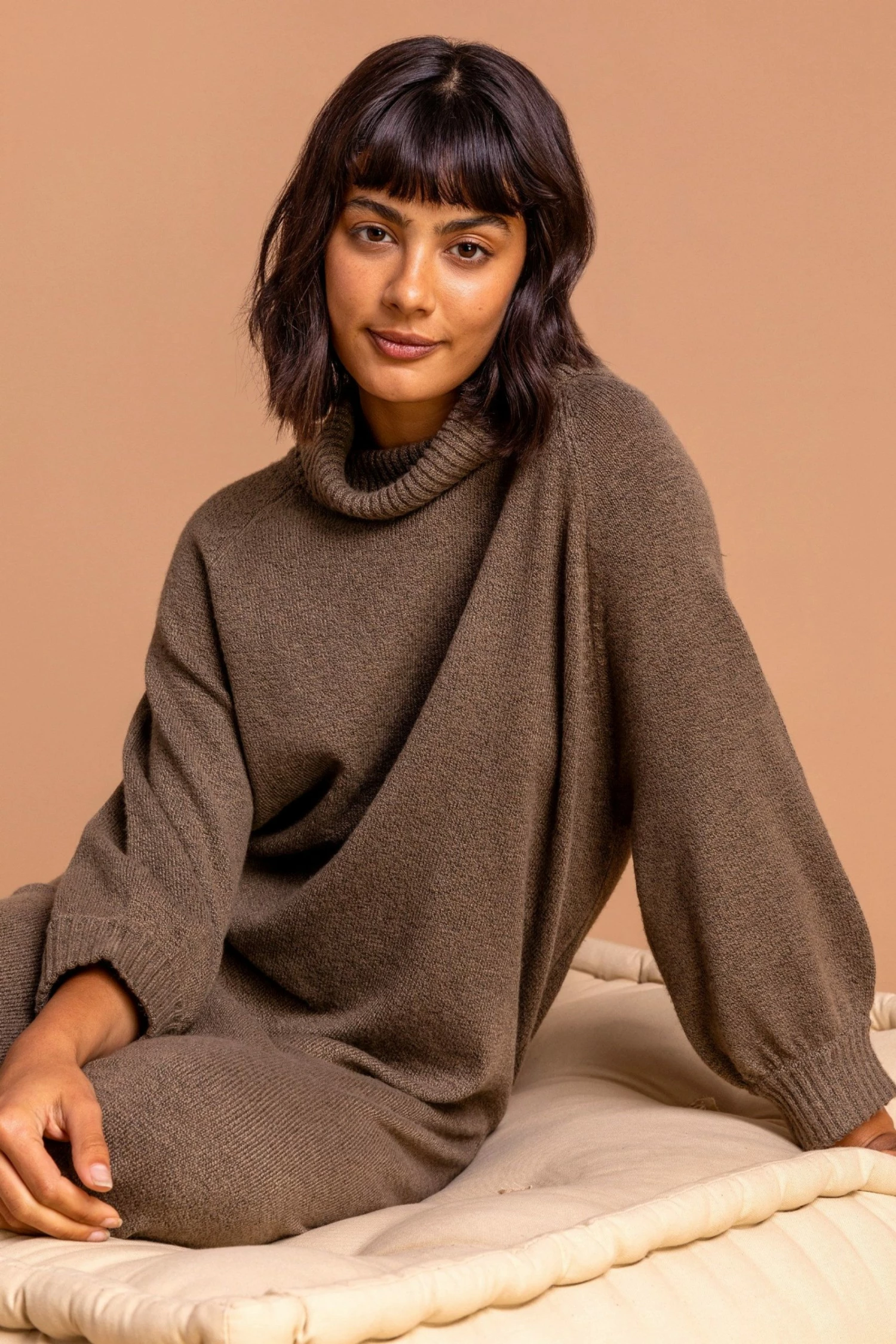 Roman Brown Roll Neck Knitted Dress 3 Roman Brown Roll Neck Knitted Dress