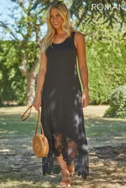 Roman Black Crochet Hem Midi Dress 10 Roman Black Crochet Hem Midi Dress -Roman Sales Shop unnamed file 4