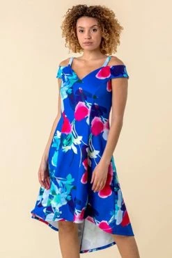 Roman Black Cold Shoulder Floral Print Dress -Roman Sales Shop unnamed file 4014