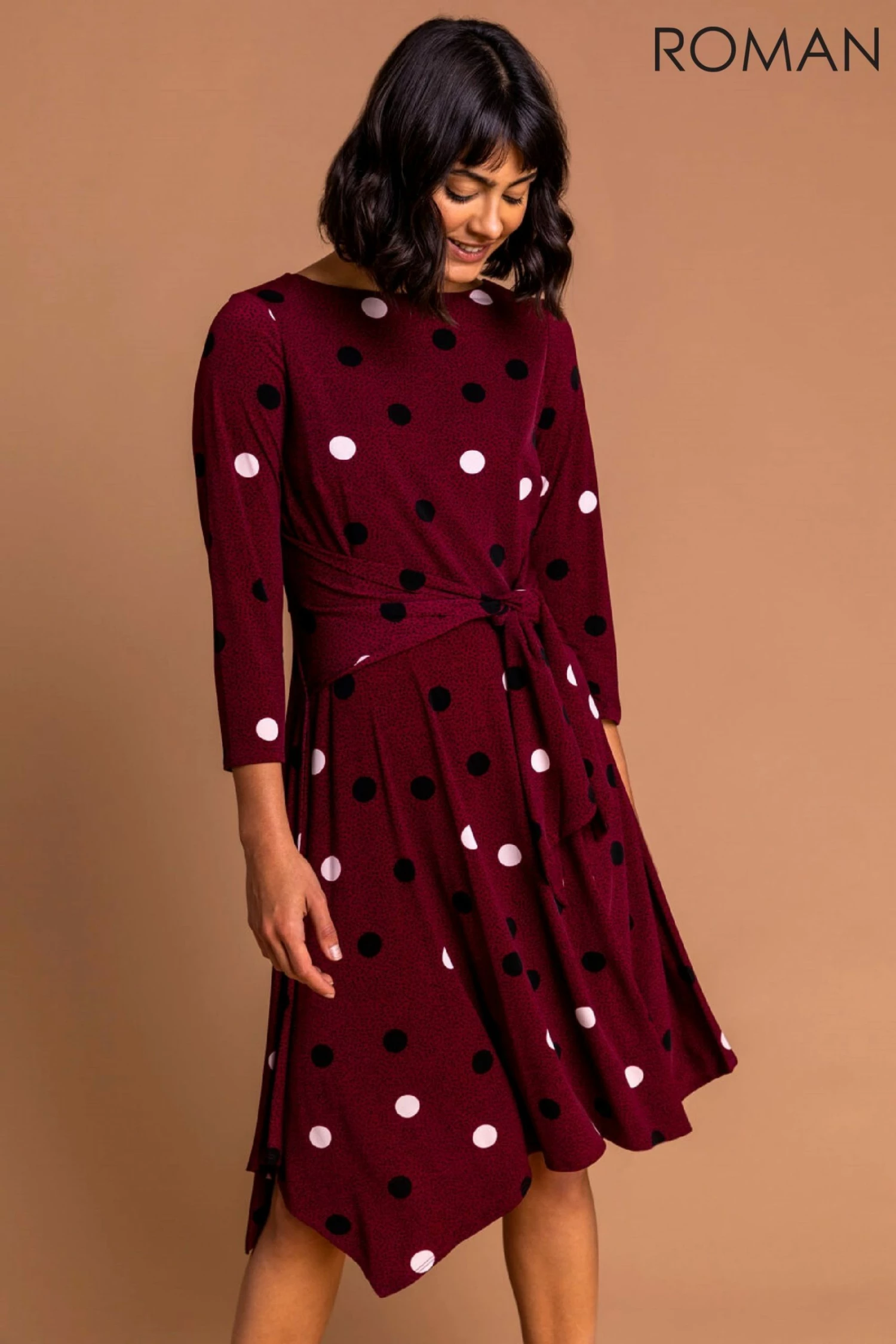 Roman Red Spot Print Hanky Hem Dress 3 Roman Red Spot Print Hanky Hem Dress