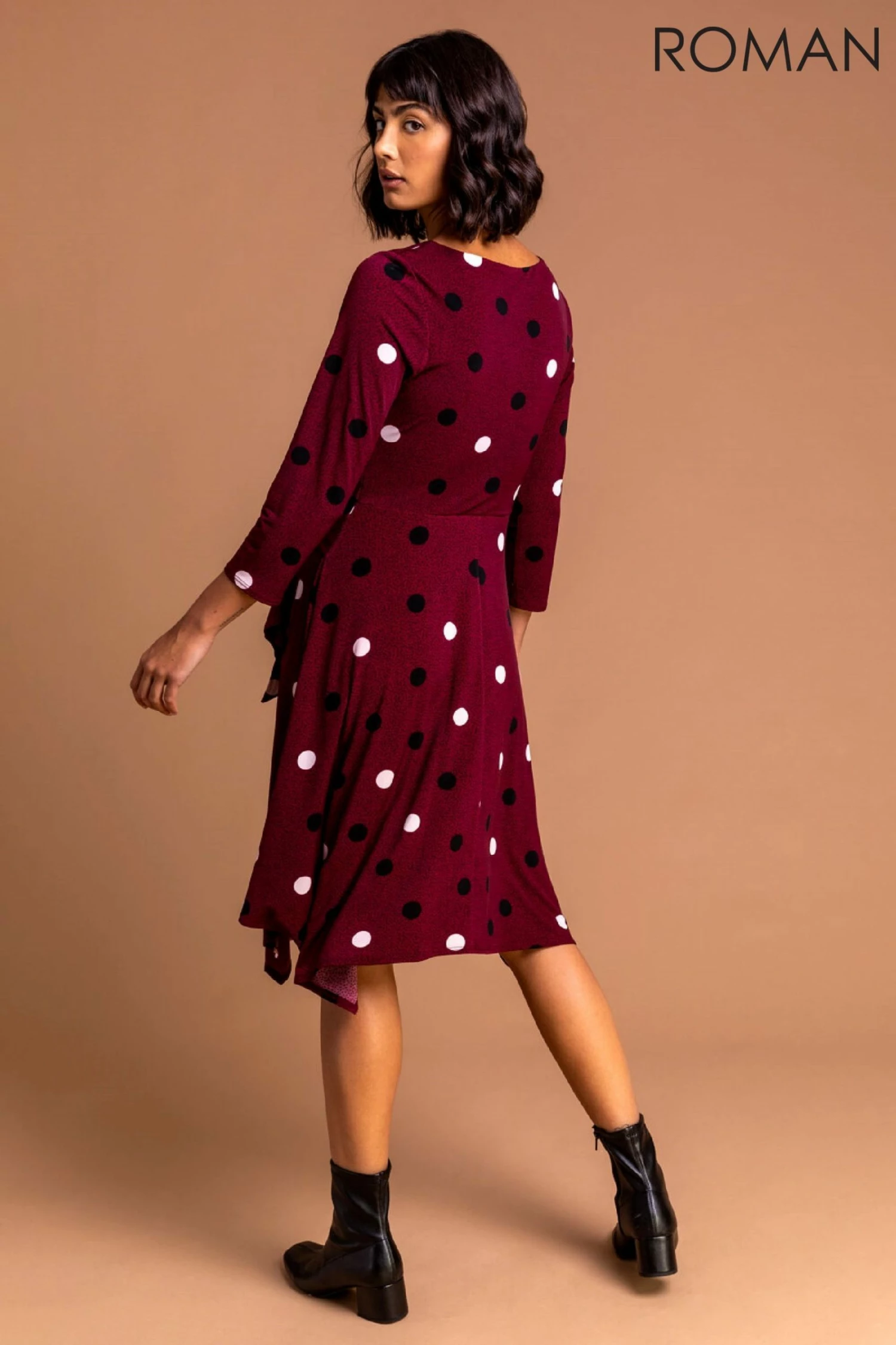 Roman Red Spot Print Hanky Hem Dress 4 Roman Red Spot Print Hanky Hem Dress - Image 2