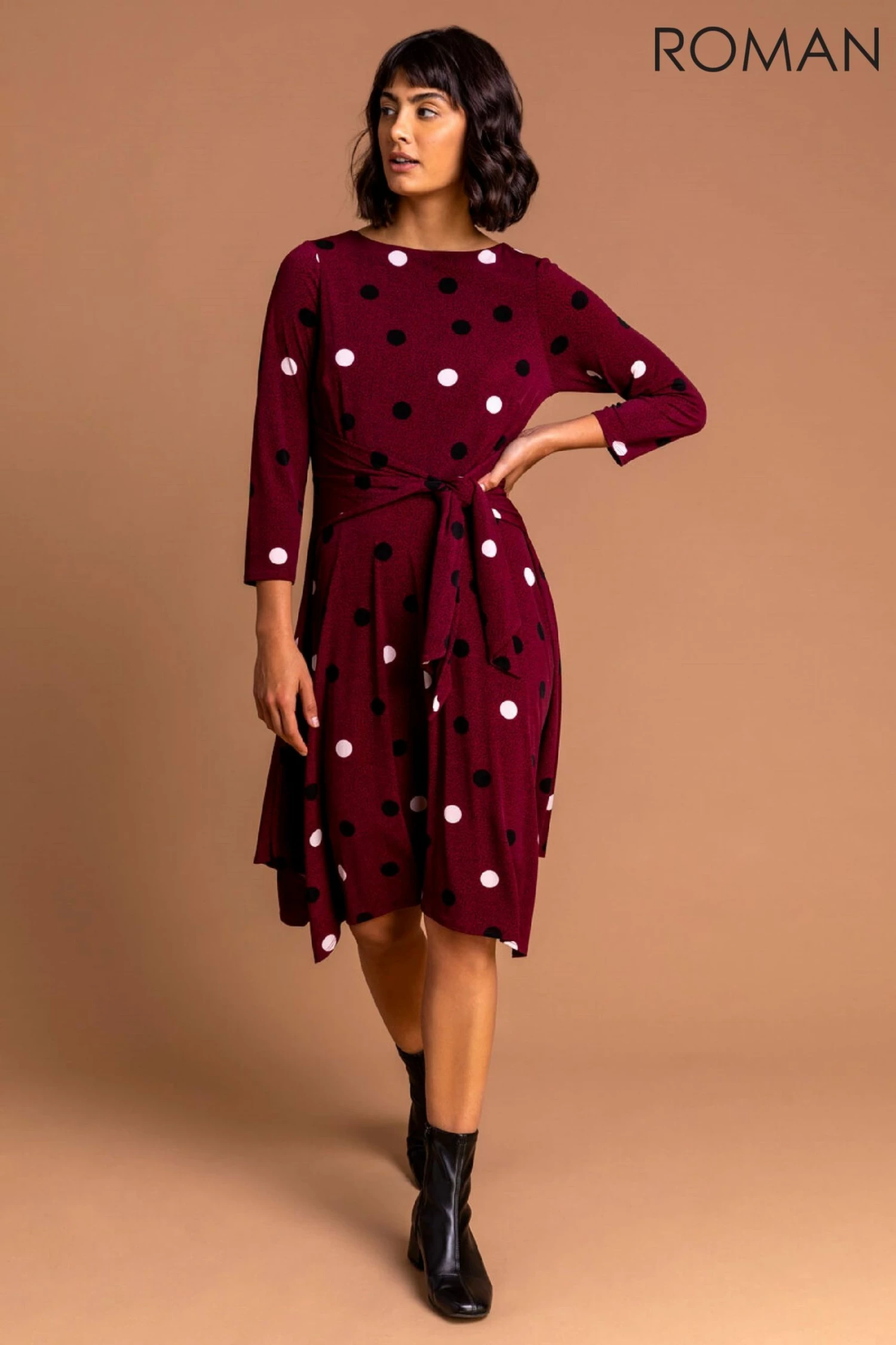 Roman Red Spot Print Hanky Hem Dress 5 Roman Red Spot Print Hanky Hem Dress - Image 3