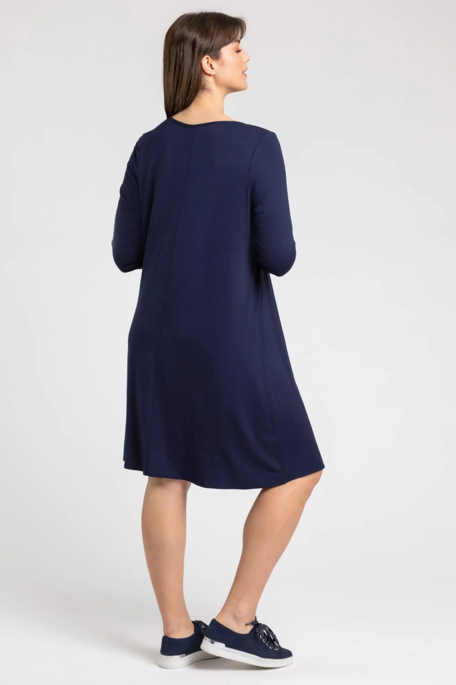 Roman Blue Curve Curve Pleat Front Jersey Midi Dress 4 Roman Blue Curve Curve Pleat Front Jersey Midi Dress - Image 2