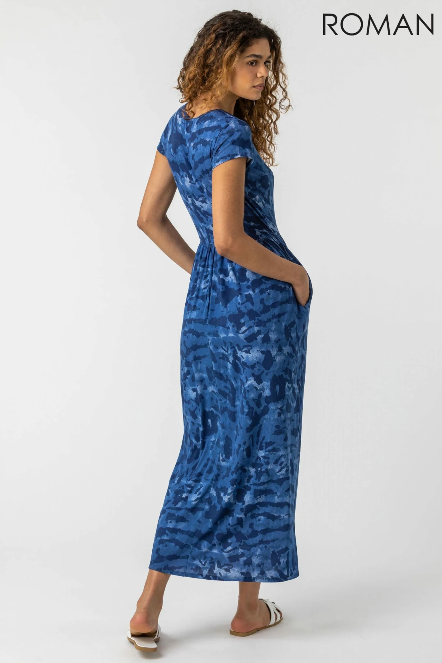 Roman Blue Camo Print Jersey Maxi Dress 4 Roman Blue Camo Print Jersey Maxi Dress - Image 2