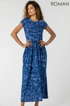 Roman Blue Camo Print Jersey Maxi Dress 9 Roman Blue Camo Print Jersey Maxi Dress -Roman Sales Shop unnamed file 405