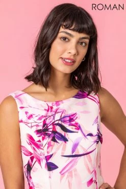 Roman Pink Floral Print Frill Dipped Hem Dress 10 Roman Pink Floral Print Frill Dipped Hem Dress -Roman Sales Shop unnamed file 4054