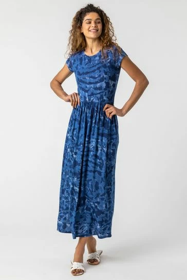 Roman Blue Camo Print Jersey Maxi Dress 7 Roman Blue Camo Print Jersey Maxi Dress - Image 5