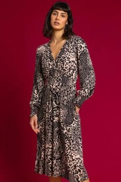 Roman Camel Animal Print Wrap Midi Dress 13 Roman Camel Animal Print Wrap Midi Dress -Roman Sales Shop unnamed file 4071